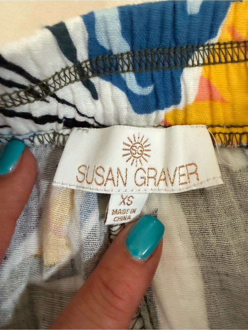 Susan Graver Soleil Gauze Floral Wide Leg Crop Beach Pants Size XS 100% Cotton - Picture 4 of 6